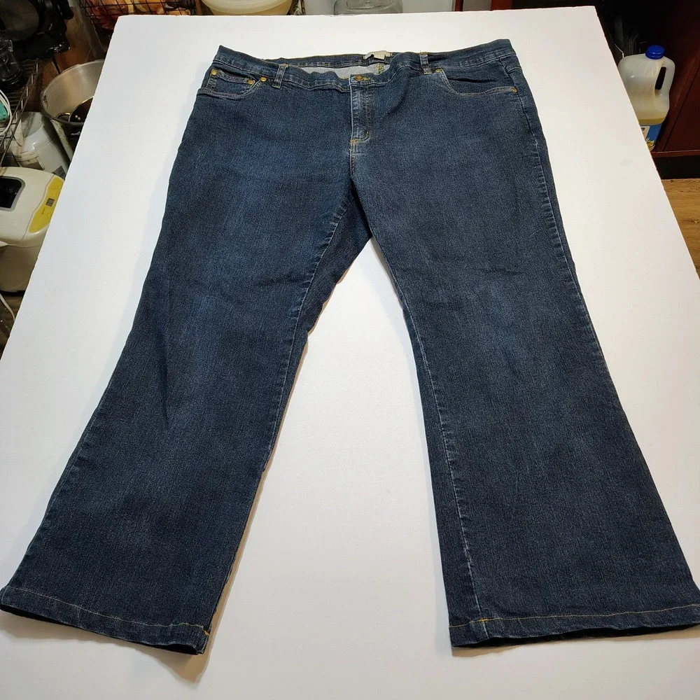 Woman Within Jeans Blue‎ Wash Bootcut Stretch Denim Plus Size 22W